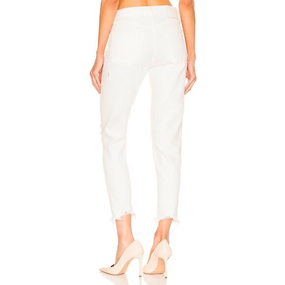Moussy Vintage Glendele Raw Hem Skinny Ankle Jeans White Distressed Sz 29 JAPAN - Picture 3 of 12